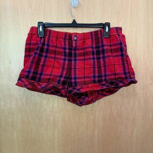 Victoria’s Secret Red Plaid Flannel Lounge Shorts Size Medium
